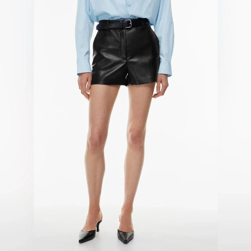 Babaton Agency Black Leather Shorts Size 4